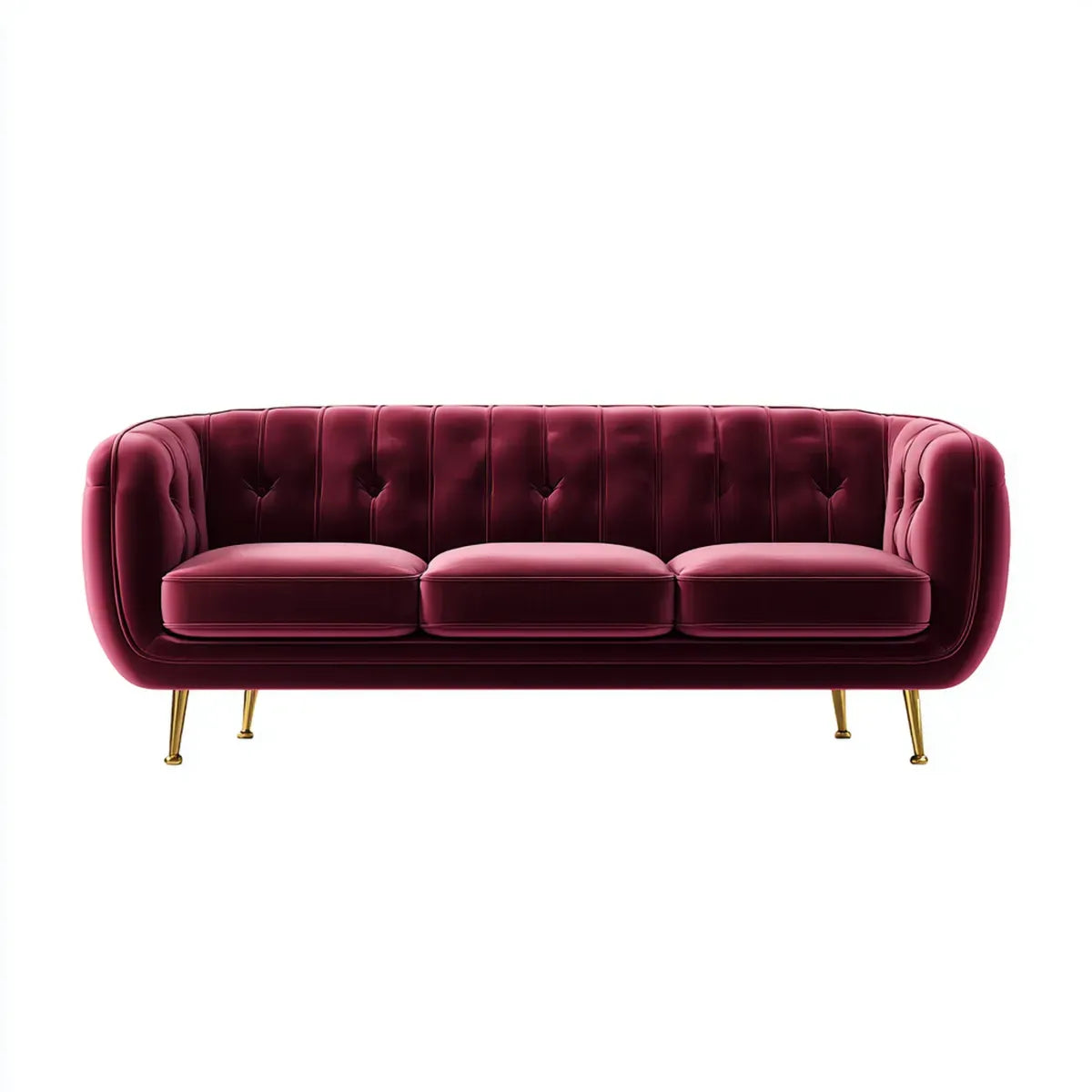 3-Sitzer Samtsofa Bordeaux 220 x 90 x 78 cm Polyester rechteckig
