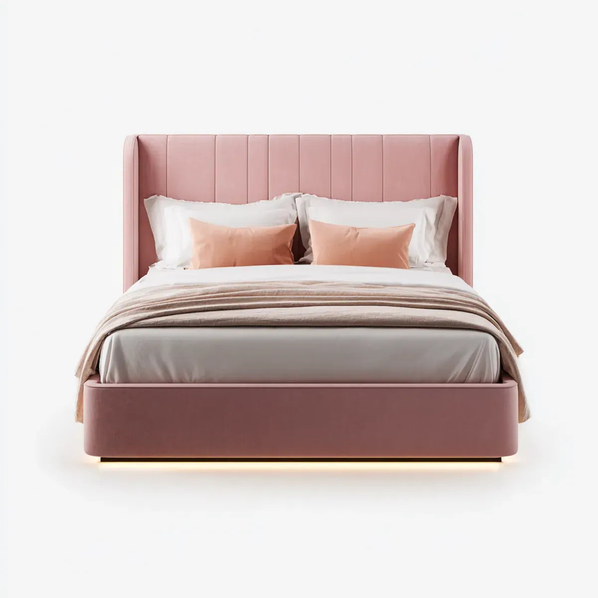 Polsterbett Doppelbett Rosa 180 x 200 cm Polyester Rechteckig