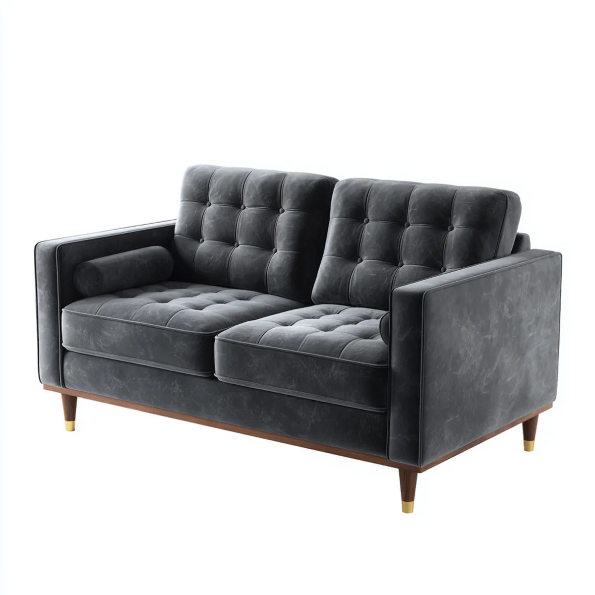 2-Sitzer Sofa Dunkelgrau 160 x 86 x 85 cm Polyester-Samt Rechteckig