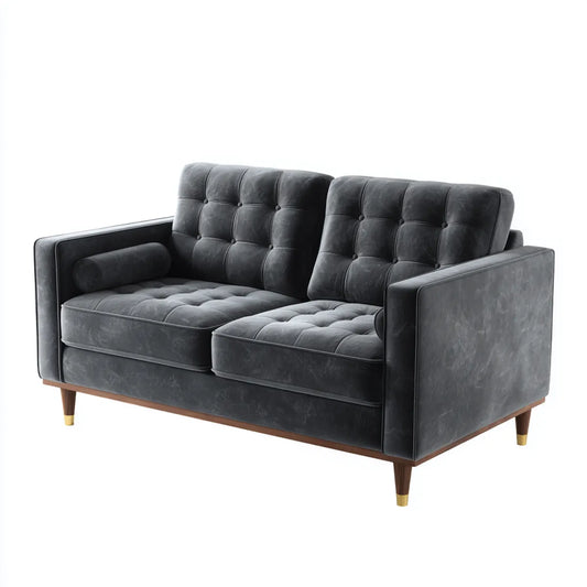 2-Sitzer Sofa Dunkelgrau 160 x 86 x 85 cm Polyester-Samt Rechteckig