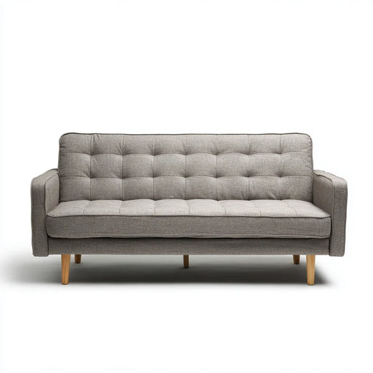 3-Sitzer Sofa Grau 190 x 83 x 85 cm mit Polyesterbezug Schaumstoffpolsterung und Massivholzfüßen Gerade Form