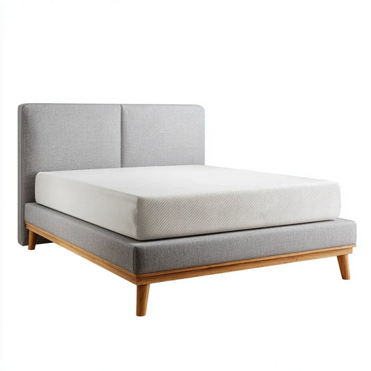 Polsterbett Doppelbett Grau 160 x 200 cm aus Polyester und Eichen-Massivholz Rechteckig