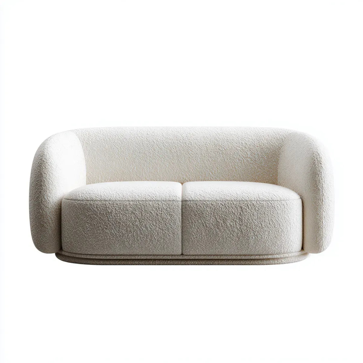 2-Sitzer Sofa Cremeweiß 160 x 90 x 72 cm Polyester-Bouclé abgerundete Form