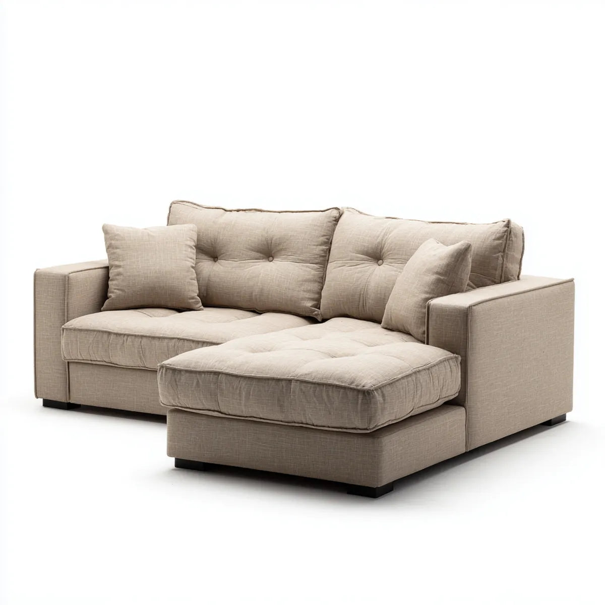 Ecksofa mit Recamiere Taupe 240 x 160 x 85 cm Polyester L-Form