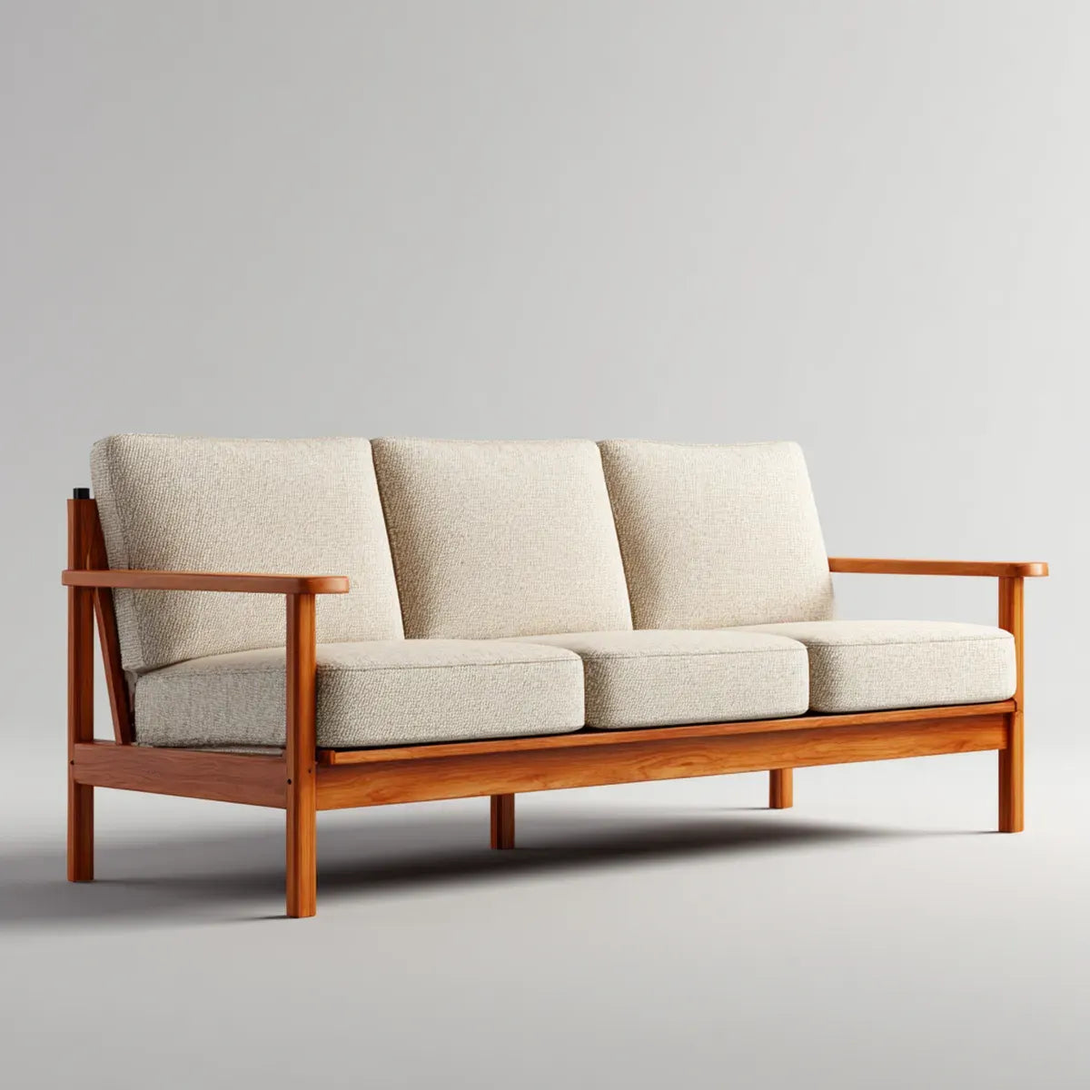 3-Sitzer Sofa Beige 200 x 80 x 78 cm Polyester Massivholz Rechteckig