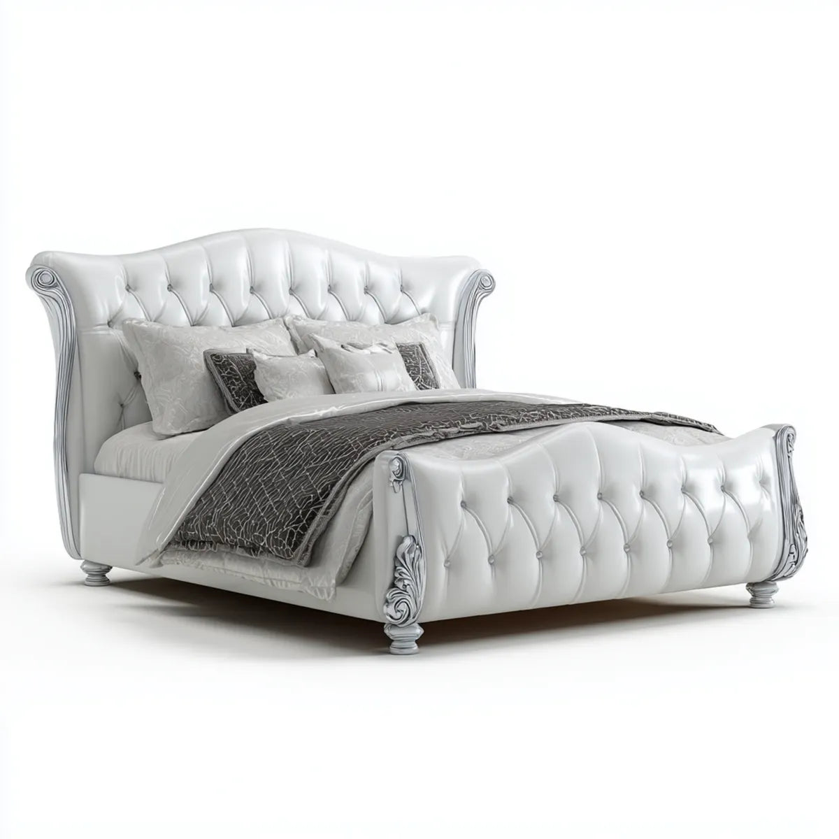 Doppelbett Polsterbett Weiß 180 x 200 cm PU-Kunstleder Rechteckig