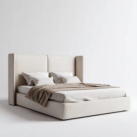 Polsterbett Doppelbett Cremeweiß 180 x 200 cm Polyester Rechteckig