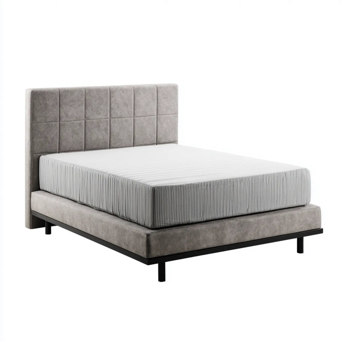 Polsterbett Doppelbett Grau 180 x 200 cm Polyester Mikrofaser Rechteckig
