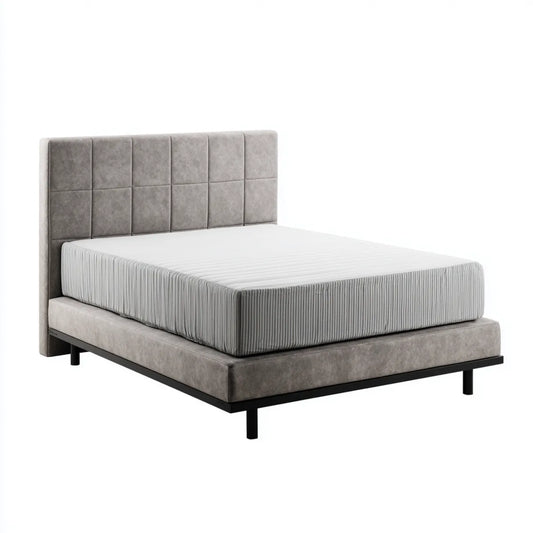 Polsterbett Doppelbett Grau 180 x 200 cm Polyester Mikrofaser Rechteckig