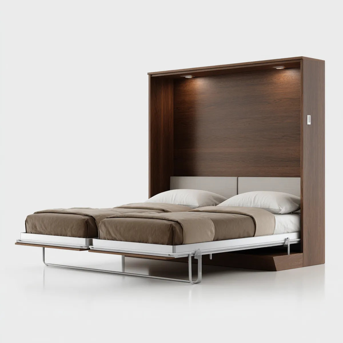 Schrankbett Klappbett Dunkelbraun 160 x 200 cm MDF mit Melaminharzbeschichtung rechteckig