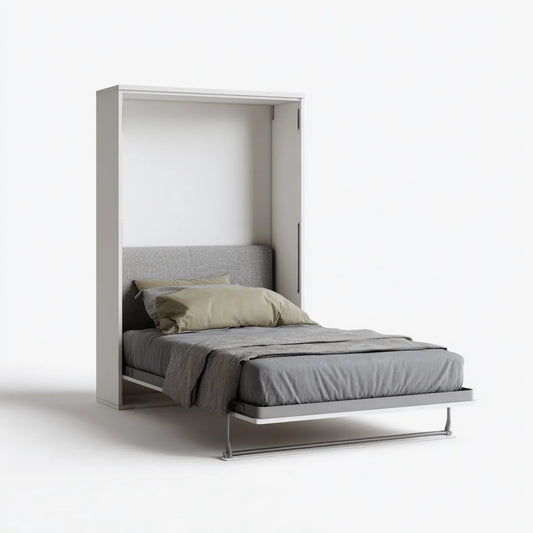 Schrankbett Klappbett Weiß 140 x 200 cm MDF Stahl rechteckig